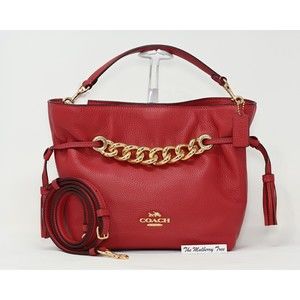 COACH ANDY Crossbody Shoulder Bag Red Apple Leather Chunky Chain CE555 NWT $428